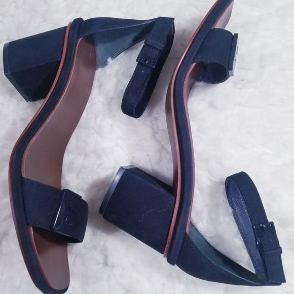 Tory Burch suede Blue Chunky Heels Shoes. Size 8.5 NWOT!!! - Picture 11 of 13